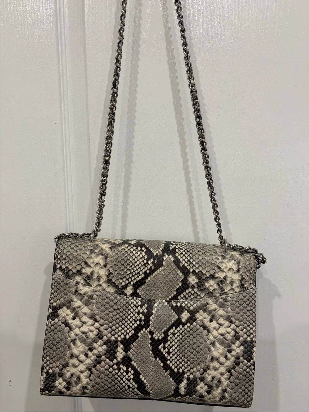 TORY BURCH Fleming Snakeskin Embossed Crossbody/Shoulder Bag convertible